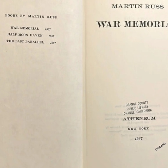 Vintage Book War Memorial by Martin Russ Hardcover 1967 - Picture 3 of 7